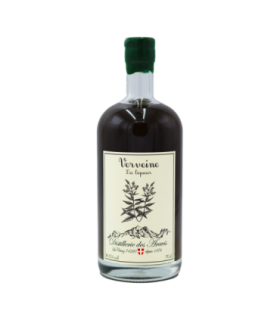 Bouteille de liqueur de verveine de la Distillerie des Aravis.