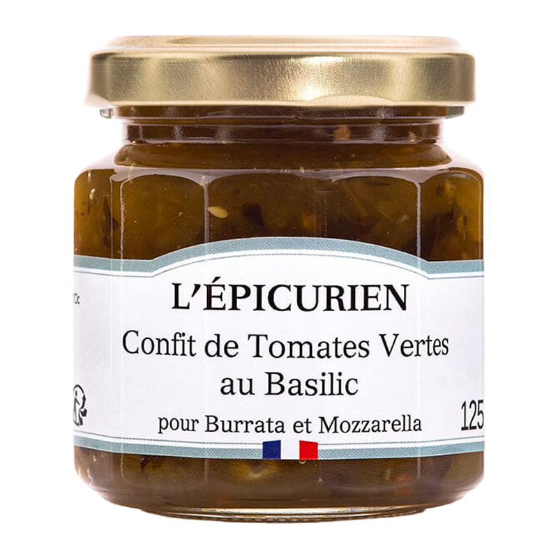 Pot de confit de tomate verte au basilic L’Épicurien.