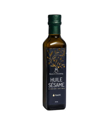 Bouteille d’huile de sésame Baron Chassaing.