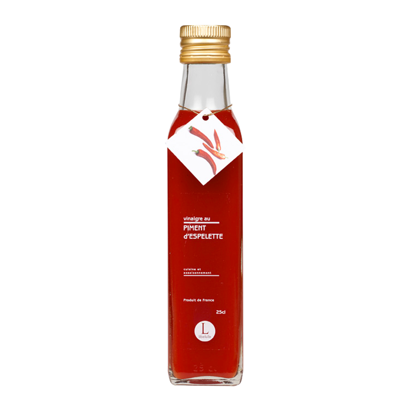 Bouteille de vinaigre Piment d’Espelette Moulins de Bresse.