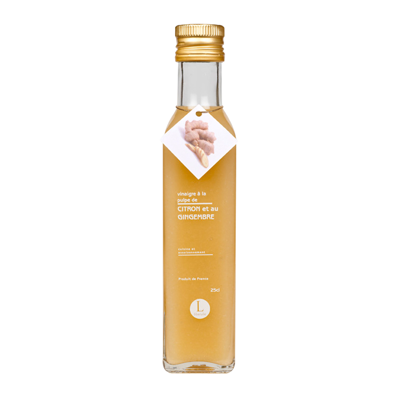 Bouteille de vinaigre Citron Gingembre Moulins de Bresse.
