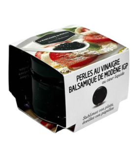 Pot de Perles de Saveurs Vinaigre balsamique Saveurs Modernes, avec son étui.