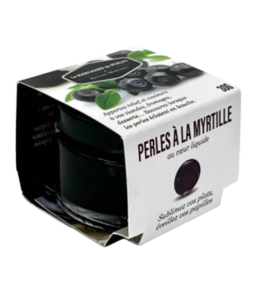 Pot de Perles de Saveurs Myrtille Saveurs Modernes, avec son étui.