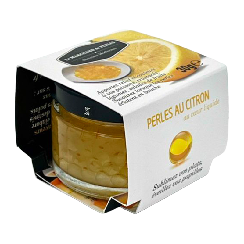 Pot de Perles de Saveurs Citron Saveurs Modernes, avec son étui.