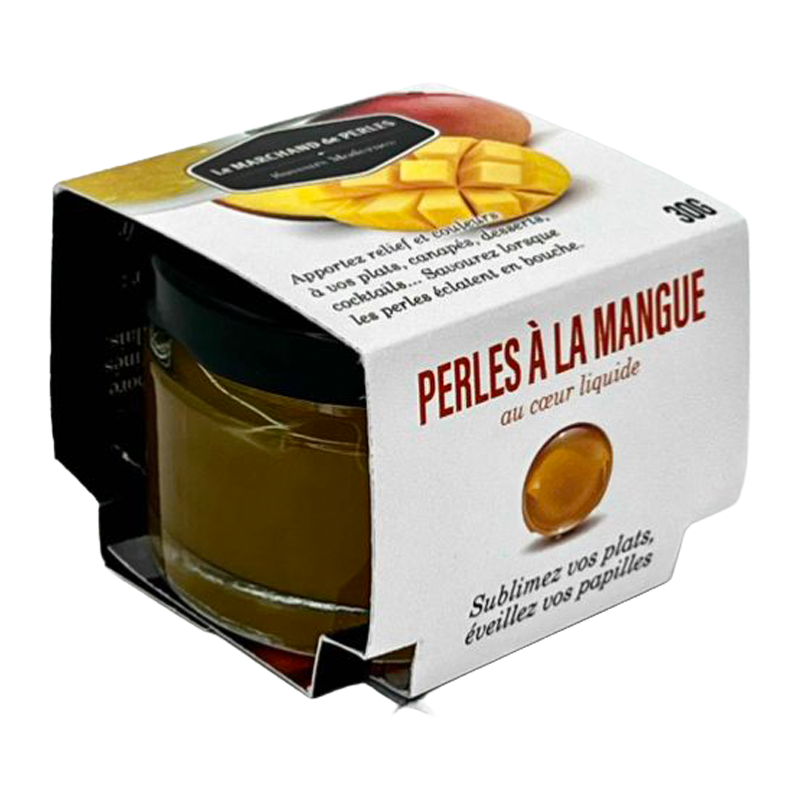 Pot de Perles de Saveurs Mangue Saveurs Modernes, avec son étui.