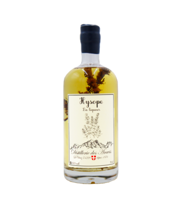 Bouteille de liqueur d’hysope de la Distillerie des Aravis.