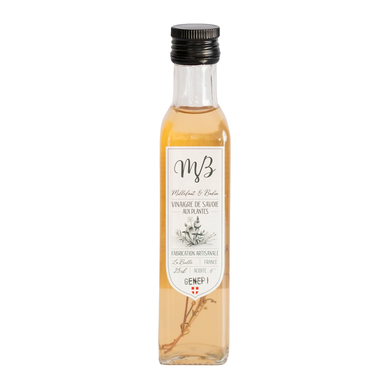 Bouteille de vinaigre Génépi Milefaut & Badin.